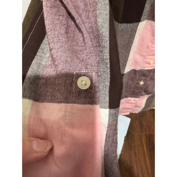 Women's Tommy Hilfiger flannel Plaid Button Down Shirt XL Brown Pink - Picture 4 of 10